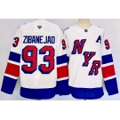 Men's New York Rangers #93 Mika Zibanejad White 2024-25 Stadium Series Stitched Jersey