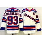 Men's New York Rangers #93 Mika Zibanejad White With A Patch 2024-25 Away Stitched Hockey Jersey
