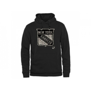 Men's New York Rangers Black Rink Warrior Pullover Hoodie