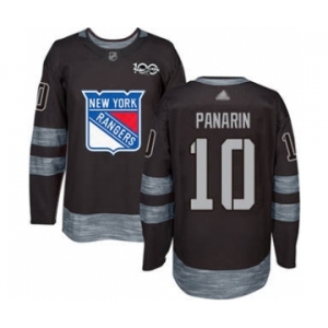 Men's Rangers #10 Artemi Panarin Black 1917-2017 100th Anniversary Stitched Hockey Jersey