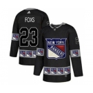 Men's Rangers #23 Adam Foxs Black Authentic Team Logo Fashion Stitched Hockey Jersey