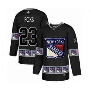 Men's Rangers #23 Adam Foxs Black Authentic Team Logo Fashion Stitched Hockey Jersey
