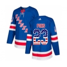 Men's Rangers #23 Adam Foxs Royal Blue Home Authentic USA Flag Stitched Hockey Jersey