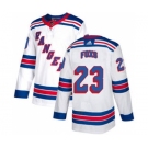 Men's Rangers #23 Adam Foxs White Road Authentic Stitched Hockey Jersey