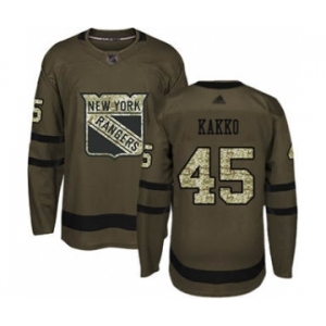 Men's Rangers #45 Kaapo Kakko Green Salute to Service Stitched Hockey Jersey