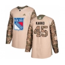 Men's Rangers #45 Kappo Kakko Camo Authentic 2017 Veterans Day Stitched Hockey Jersey