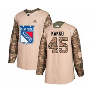 Men's Rangers #45 Kappo Kakko Camo Authentic 2017 Veterans Day Stitched Hockey Jersey