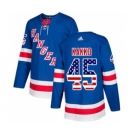 Men's Rangers #45 Kappo Kakko Royal Blue Home Authentic USA Flag Stitched Hockey Jersey