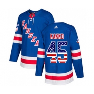 Men's Rangers #45 Kappo Kakko Royal Blue Home Authentic USA Flag Stitched Hockey Jersey