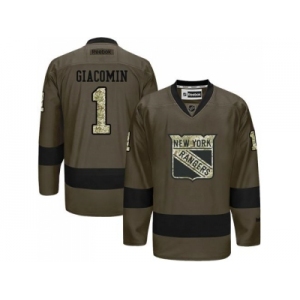 New York Rangers #1 Eddie Giacomin Green Salute to Service Stitched NHL Jersey