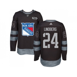 New York Rangers #24 Oscar Lindberg Black 1917-2017 100th Anniversary Stitched NHL Jersey