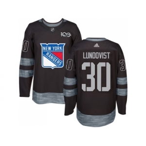 New York Rangers #30 Henrik Lundqvist Black 1917-2017 100th Anniversary Stitched NHL Jersey