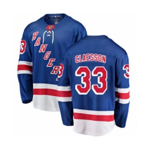 New York Rangers #33 Fredrik Claesson Fanatics Branded Royal Blue Home Breakaway NHL Jersey