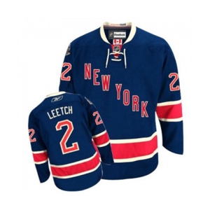 Reebok New York Rangers #2 Brian Leetch Authentic Navy Blue Third NHL Jersey