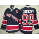 nhl hockey jerseys new york rangers #99 gretzky dark blue[85th]