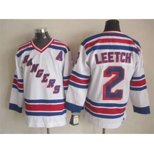 nhl jerseys new york rangers #2 leetch white[patch A][m&n]