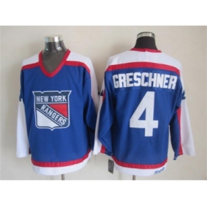 nhl jerseys new york rangers #4 ron greschner blue[throwback ccm]