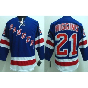 nhl new york rangers #21 higgins blue