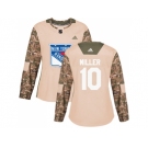 Women Adidas New York Rangers #10 J.T. Miller Camo Authentic 2017 Veterans Day Stitched NHL Jersey