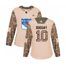 Women Adidas New York Rangers #10 Ron Duguay Authentic Camo Veterans Day Practice NHL Jersey