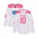 Women Adidas New York Rangers #10 Ron Duguay Authentic White Pink Fashion NHL Jersey