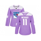 Women Adidas New York Rangers #11 Mark Messier Purple Authentic Fights Cancer Stitched NHL Jersey