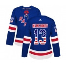 Women Adidas New York Rangers #13 Sergei Nemchinov Authentic Royal Blue USA Flag Fashion NHL Jersey