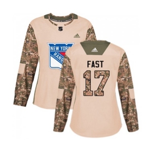 Women Adidas New York Rangers #17 Jesper Fast Authentic Camo Veterans Day Practice NHL Jersey