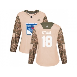 Women Adidas New York Rangers #18 Marc Staal Camo Authentic 2017 Veterans Day Stitched NHL Jersey