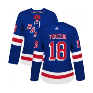 Women Adidas New York Rangers #18 Walt Tkaczuk Premier Royal Blue Home NHL Jersey