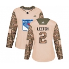 Women Adidas New York Rangers #2 Brian Leetch Authentic Camo Veterans Day Practice NHL Jersey