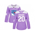 Women Adidas New York Rangers #20 Chris Kreider Purple Authentic Fights Cancer Stitched NHL Jersey