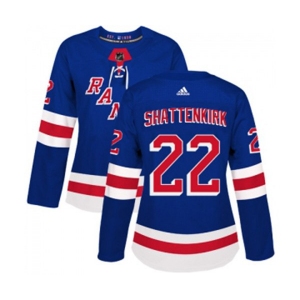 Women Adidas New York Rangers #22 Kevin Shattenkirk Authentic Royal Blue Home NHL Jersey