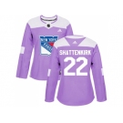 Women Adidas New York Rangers #22 Kevin Shattenkirk Purple Authentic Fights Cancer Stitched NHL Jersey