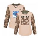 Women Adidas New York Rangers #22 Mike Gartner Authentic Camo Veterans Day Practice NHL Jersey