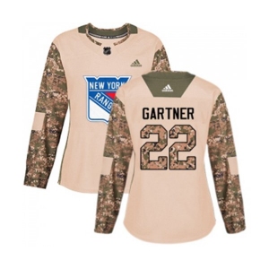Women Adidas New York Rangers #22 Mike Gartner Authentic Camo Veterans Day Practice NHL Jersey