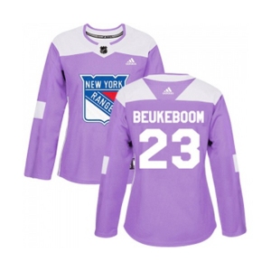 Women Adidas New York Rangers #23 Jeff Beukeboom Authentic Purple Fights Cancer Practice NHL Jersey