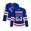 Women Adidas New York Rangers #23 Jeff Beukeboom Authentic Royal Blue USA Flag Fashion NHL Jersey