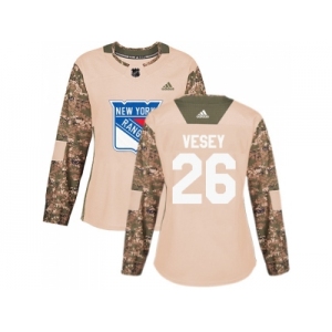 Women Adidas New York Rangers #26 Jimmy Vesey Camo Authentic 2017 Veterans Day Stitched NHL Jersey