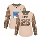 Women Adidas New York Rangers #26 Joe Kocur Authentic Camo Veterans Day Practice NHL Jersey