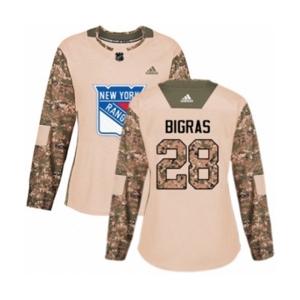 Women Adidas New York Rangers #28 Chris Bigras Authentic Camo Veterans Day Practice NHL Jersey