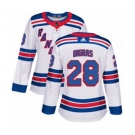 Women Adidas New York Rangers #28 Chris Bigras Authentic White Away NHL Jersey