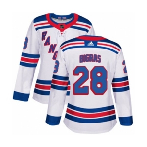 Women Adidas New York Rangers #28 Chris Bigras Authentic White Away NHL Jersey