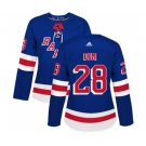 Women Adidas New York Rangers #28 Tie Domi Authentic Royal Blue Home NHL Jersey