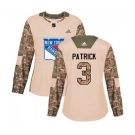 Women Adidas New York Rangers #3 James Patrick Authentic Camo Veterans Day Practice NHL Jersey