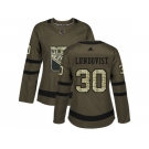 Women Adidas New York Rangers #30 Henrik Lundqvist Green Salute to Service Stitched NHL Jersey