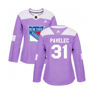 Women Adidas New York Rangers #31 Ondrej Pavelec Authentic Purple Fights Cancer Practice NHL Jersey