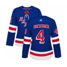 Women Adidas New York Rangers #4 Ron Greschner Premier Royal Blue Home NHL Jersey