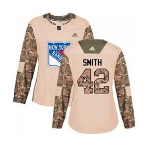 Women Adidas New York Rangers #42 Brendan Smith Authentic Camo Veterans Day Practice NHL Jersey