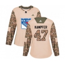 Women Adidas New York Rangers #47 Steven Kampfer Authentic Camo Veterans Day Practice NHL Jersey